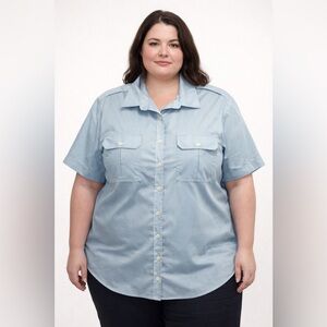 Vintage Tilley Endurables Light Blue Short Sleeve Button-Up Shirt XL 🇨🇦